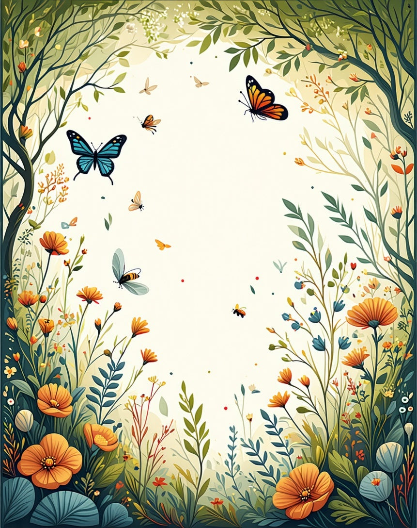 Whimsical Garden Butterflies And Bees Rug
