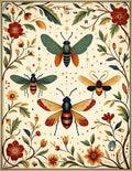 Whimsical Insects Floral Border Design Rug