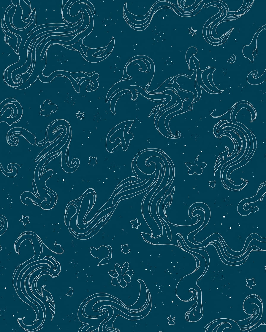Whimsical Swirls and Stars Pattern Rug