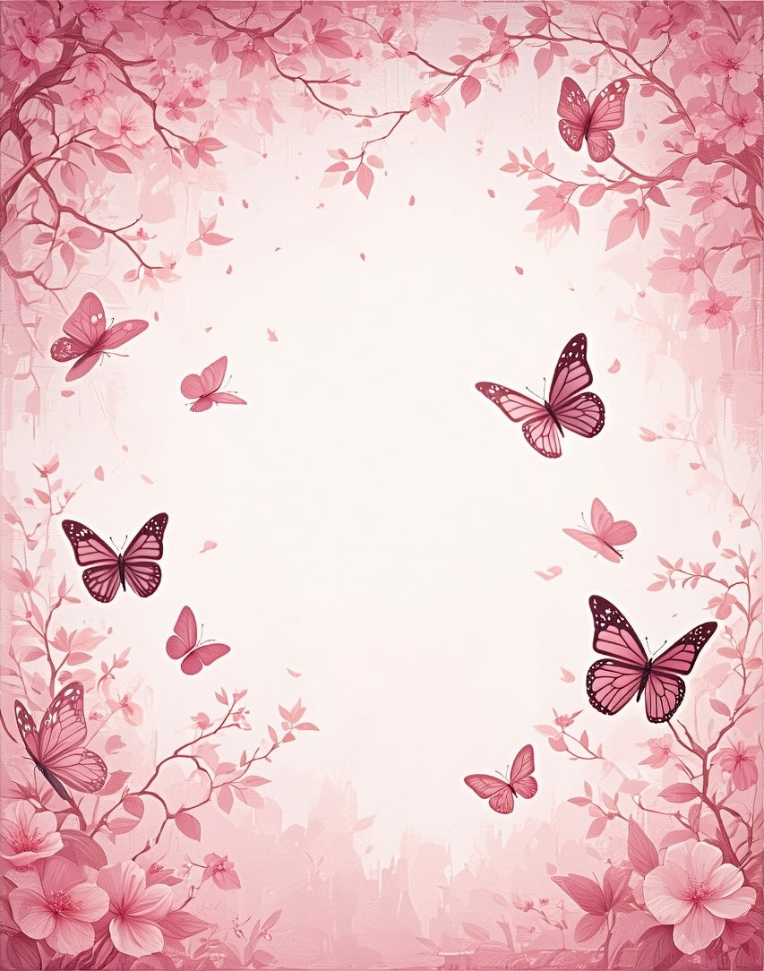 Pink Butterfly Blossom Pattern Rug