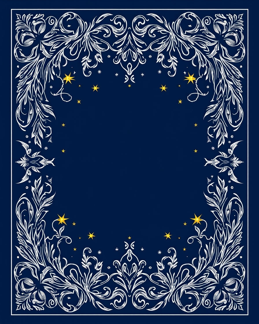 Ornate Celestial Flourish Pattern Rug