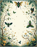 Whimsical Insects Florals Border Design Rug