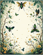 Whimsical Insects Florals Border Design Rug