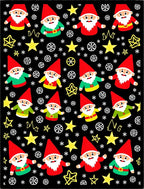 Festive Gnome Christmas Stars Black Rug