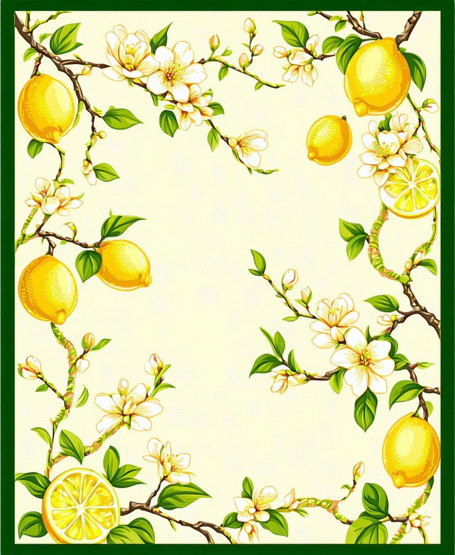 Lemon Blossom Branch Art Rug