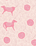 Whimsical Pink Horse Foliage Pattern Rug