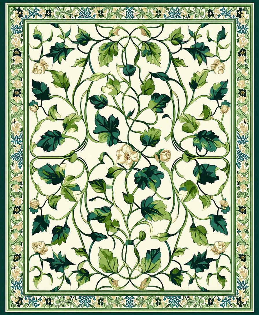 Vines And Flowers Patterned Rug