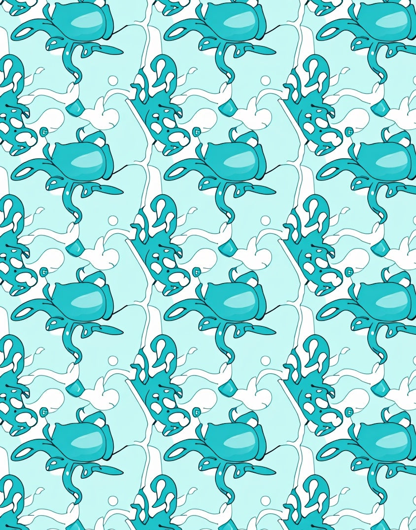 Teal Octopus Abstract Pattern Rug