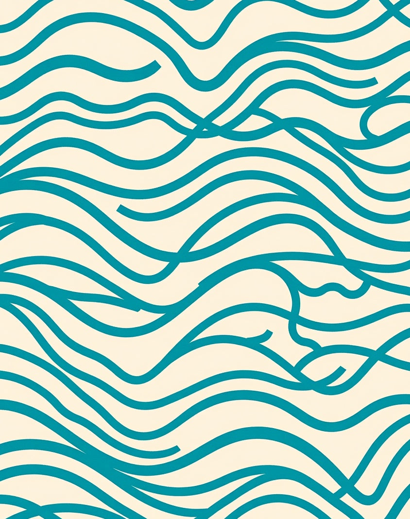 Teal Flowing Lines Pattern Rug