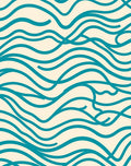 Teal Flowing Lines Pattern Rug