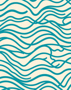 Teal Flowing Lines Pattern Rug