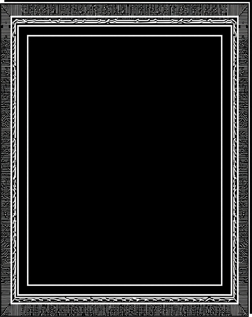 Elegant Black White Abstract Border Rug