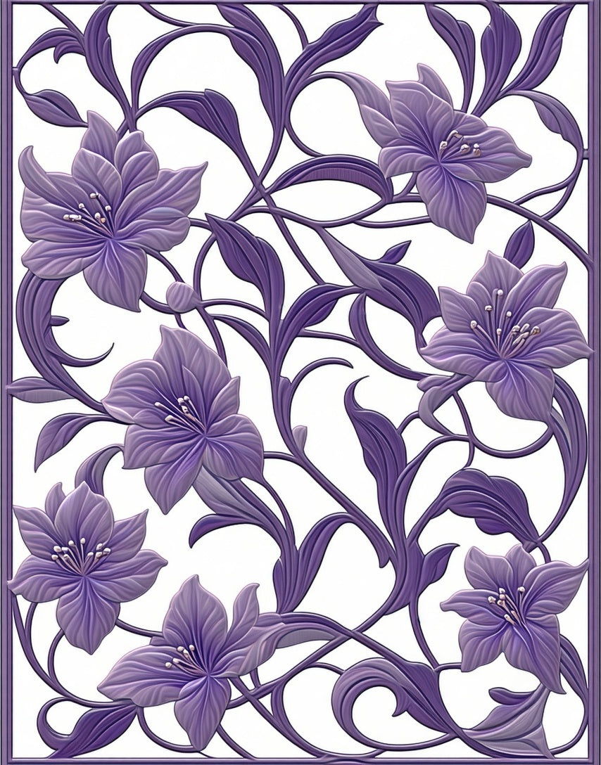 Art Nouveau Violet Floral Vines Rug