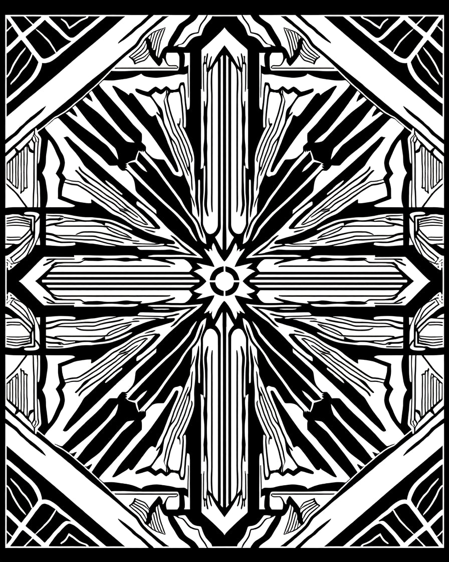 Geometric Sunburst Contemporary Design Rug
