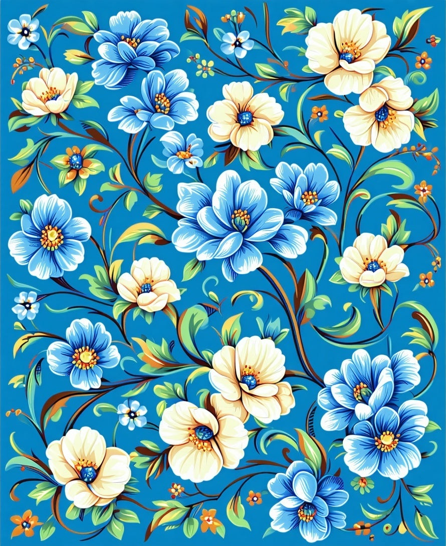 Vibrant Floral Vines Patterned Rug