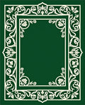 Emerald Green Floral Vine Frame Rug
