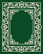 Emerald Green Floral Vine Frame Rug