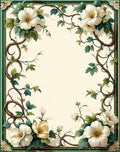 Ornate White Floral Vine Pattern Rug