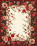 Red Floral Branches Vintage Style Rug