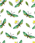 Emerald Butterfly and Leaf Arrangement Rug