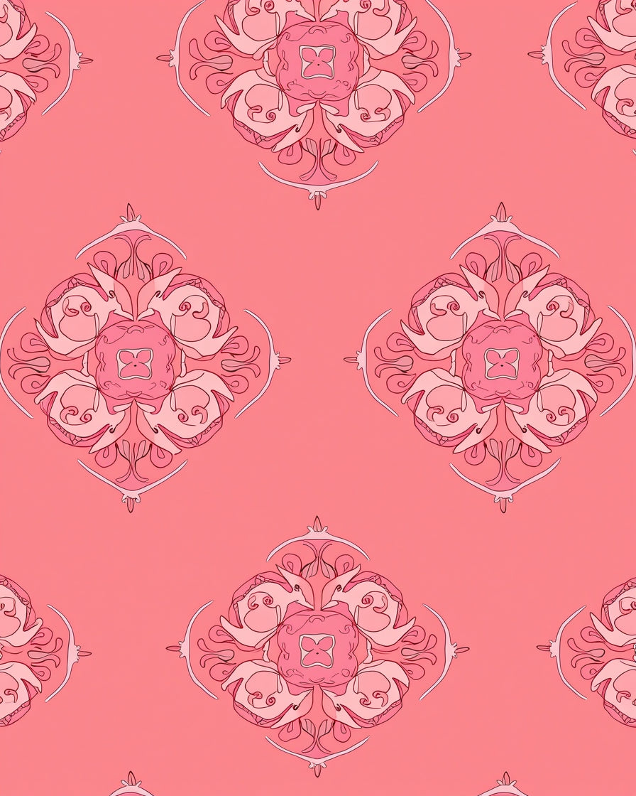 Intricate Mandala Floral Pink Pattern Rug