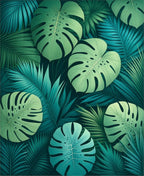 Lush Tropical Leaf Pattern Rug