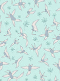 Whimsical Birds and Leaves Pattern Rug