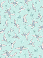 Whimsical Birds and Leaves Pattern Rug