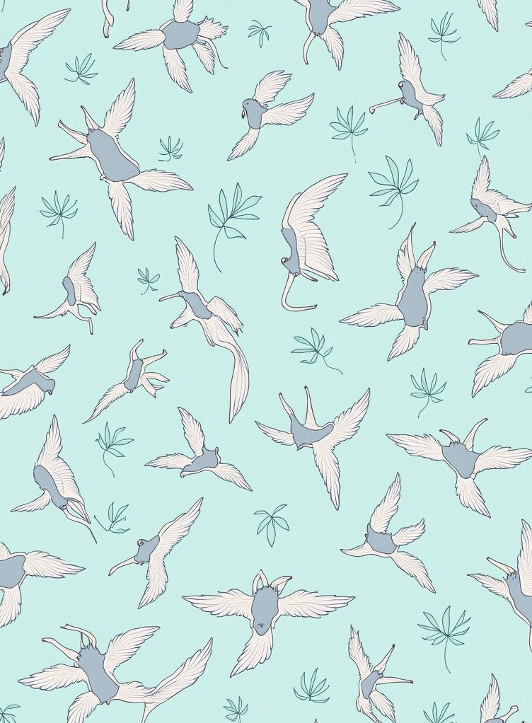 Whimsical Birds and Leaves Pattern Rug