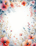 Pastel Floral Border with Delicate Blooms Rug