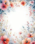Pastel Floral Border with Delicate Blooms Rug
