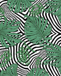 Tropical Leaves Zebra Stripes Design Rug