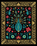 Floral Peacock With Ornate Border Design Rug