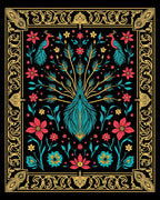 Floral Peacock With Ornate Border Design Rug