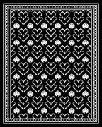 White Ornamental Hearts On Black Rug