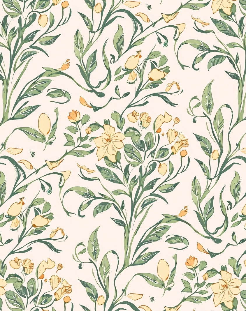 Whimsical Floral Vine Pattern Rug