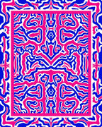 Abstract Blue Pink Stylized Pattern Rug