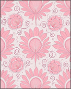 Pink Floral And Swirl Pattern Rug