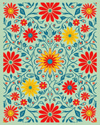Vibrant Floral Vine Pattern Design Rug