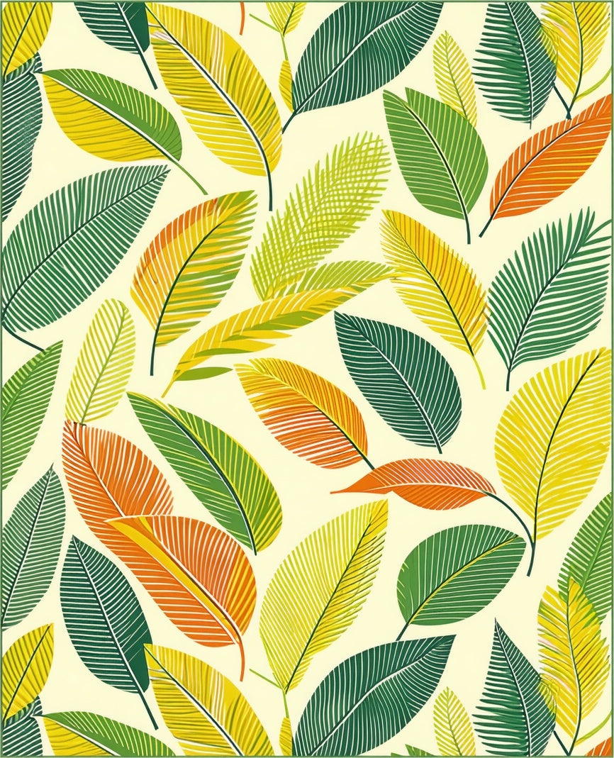 Tropical Leaf Pattern With Vibrant Hues Rug