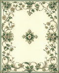 Elegant Floral Swirl Green Scroll Rug