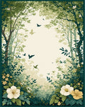 Enchanted Forest Bird Flower Design Rug
