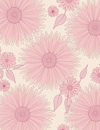 Pink Cream Daisy Outline Rug