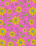 Vibrant Yellow Pink Flower Garden Rug