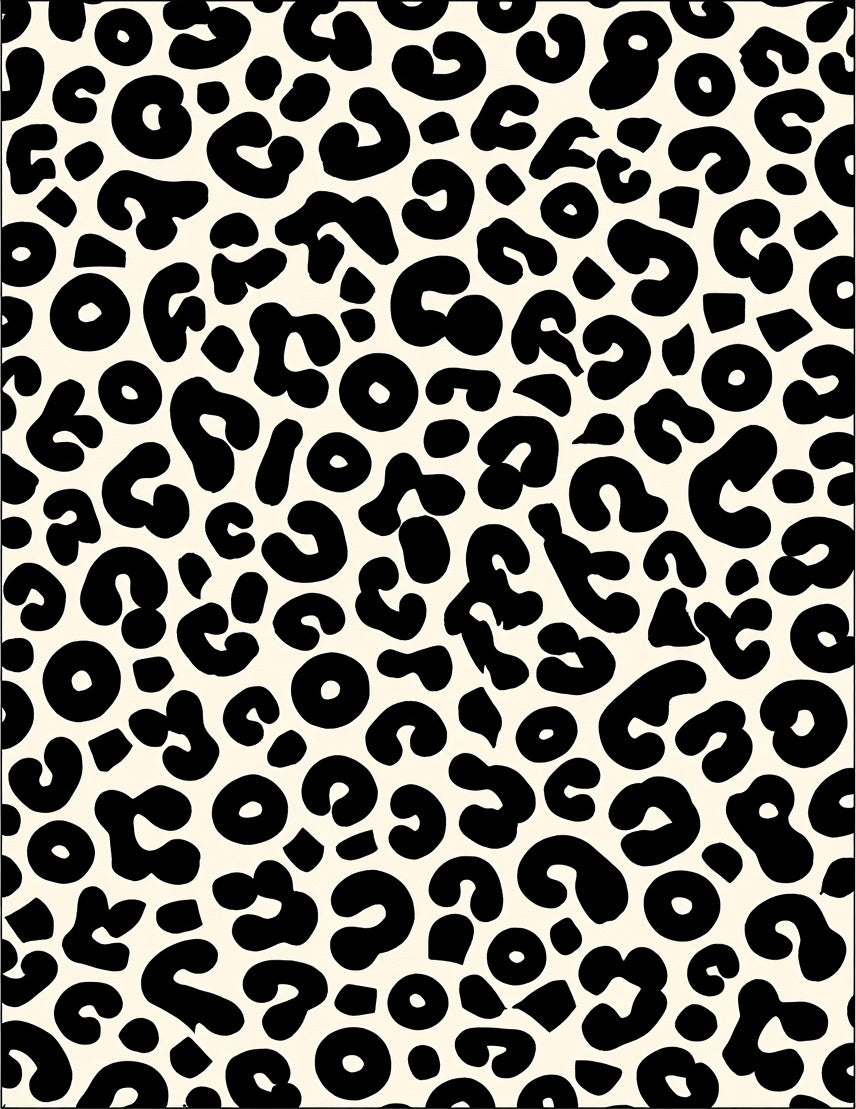 Bold Black Leopard Print Design Rug