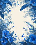 Vibrant Blue Floral Leaves Pattern Rug