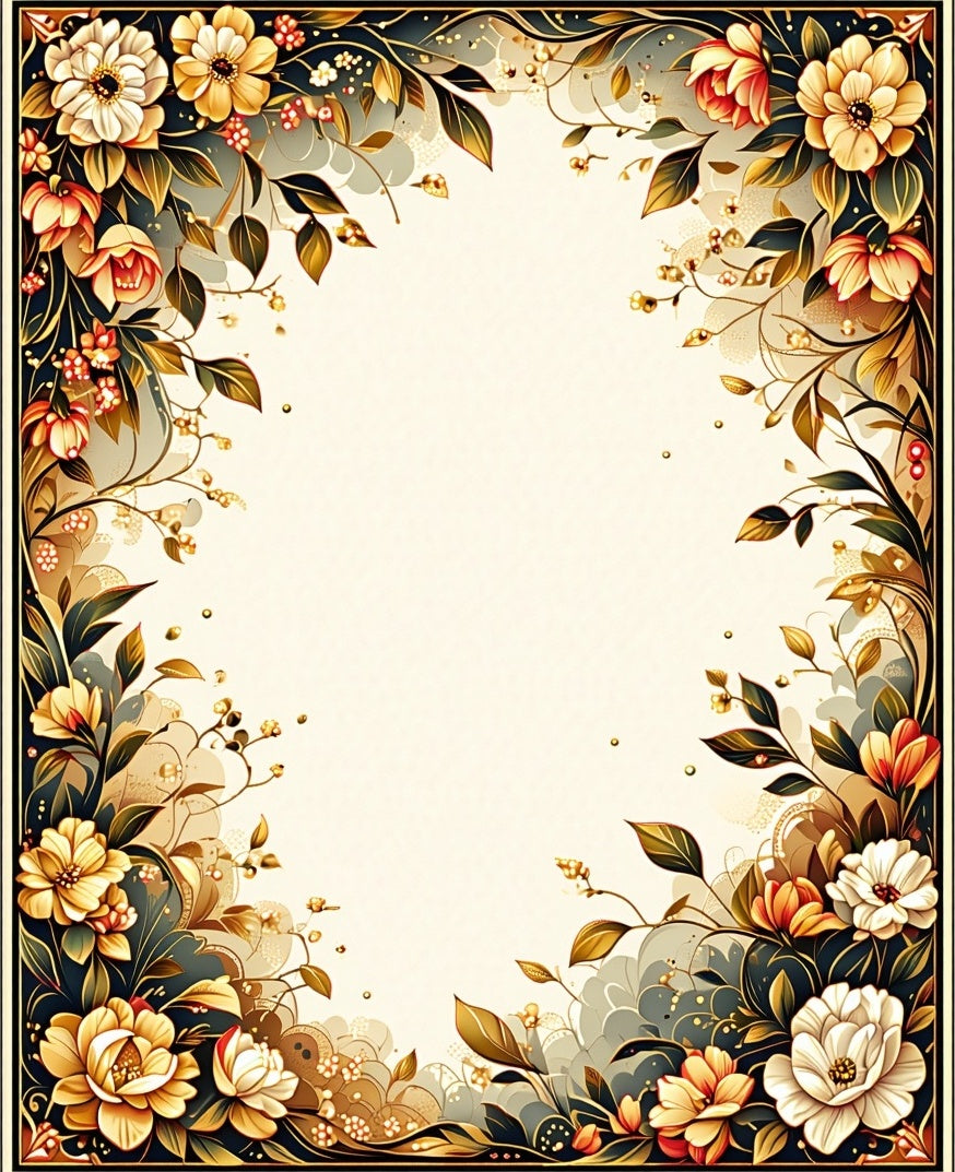 Ornate Floral Golden Vines Rug