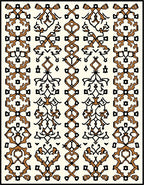 Brown Black Intricate Scrollwork Design Rug