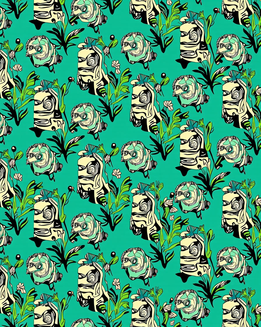Whimsical Fish Floral Nature Pattern Rug