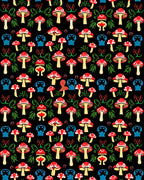 Whimsical Mushroom Forest Pattern Rug